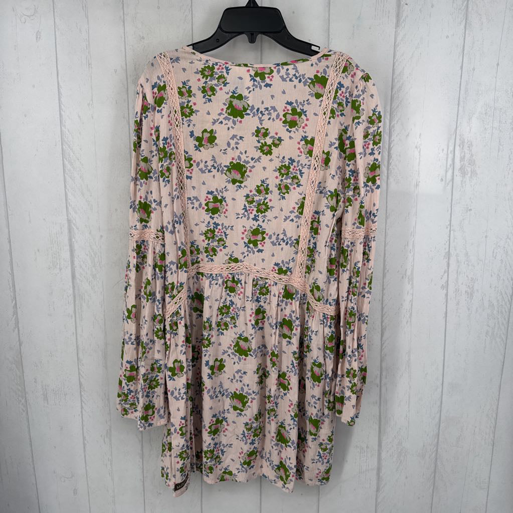 M flo print ric-rac l/s dress
