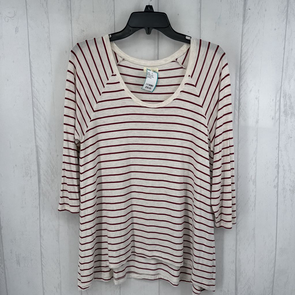 S scoop neck striped l/s tee