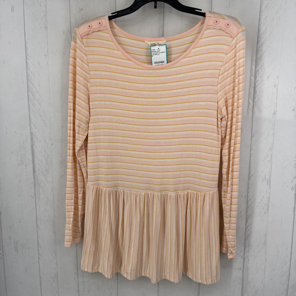 S striped l/s peplum top
