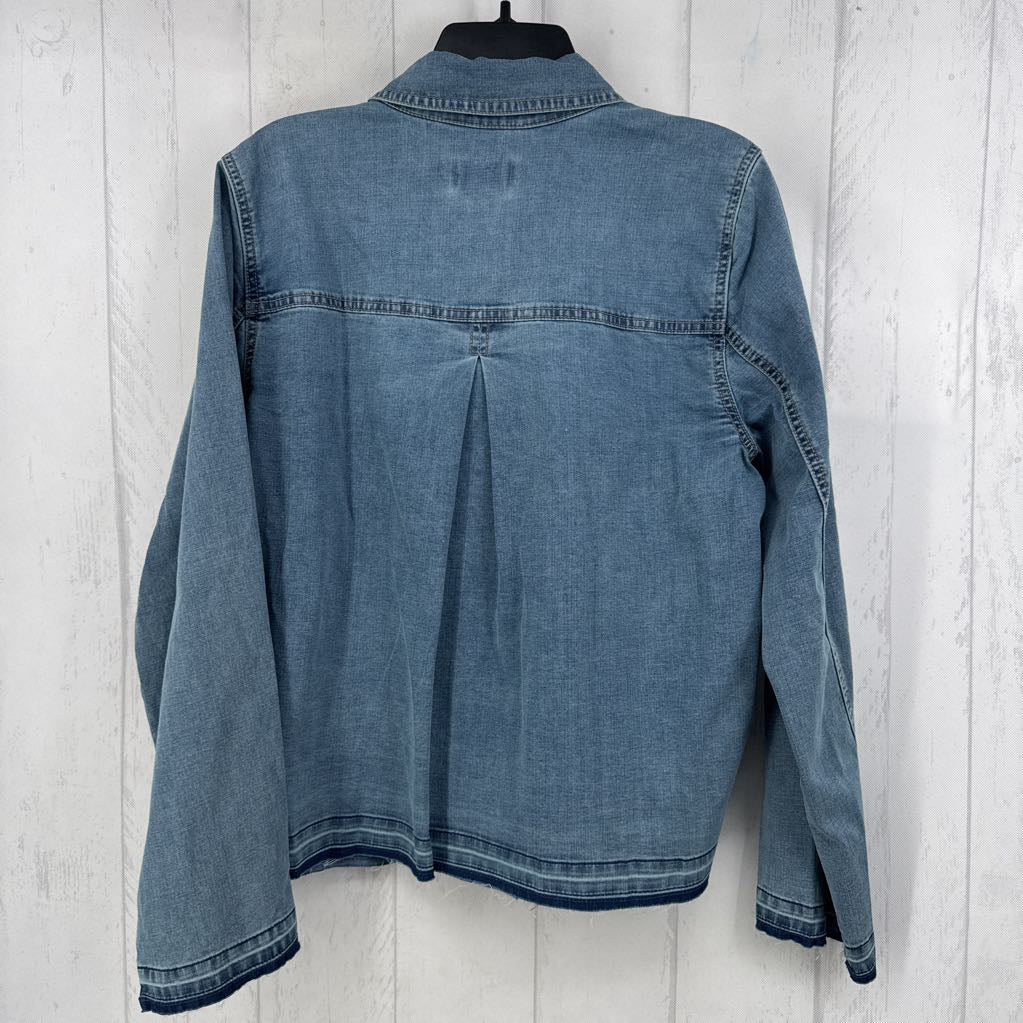 3/4 Sleeve Denim Jacket w/ Patch Pockets