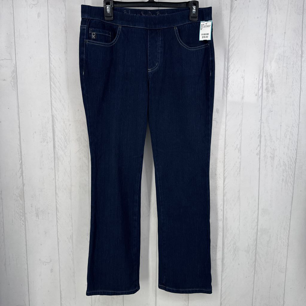 Embroidered Back Pockets Pull-On Jeans