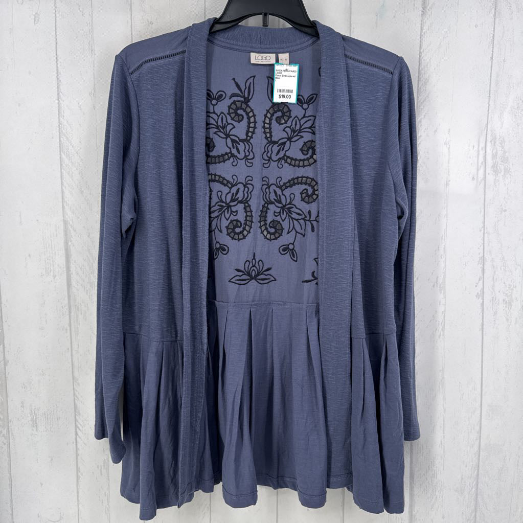 Floral Embroidered Peplum Open Cardigan