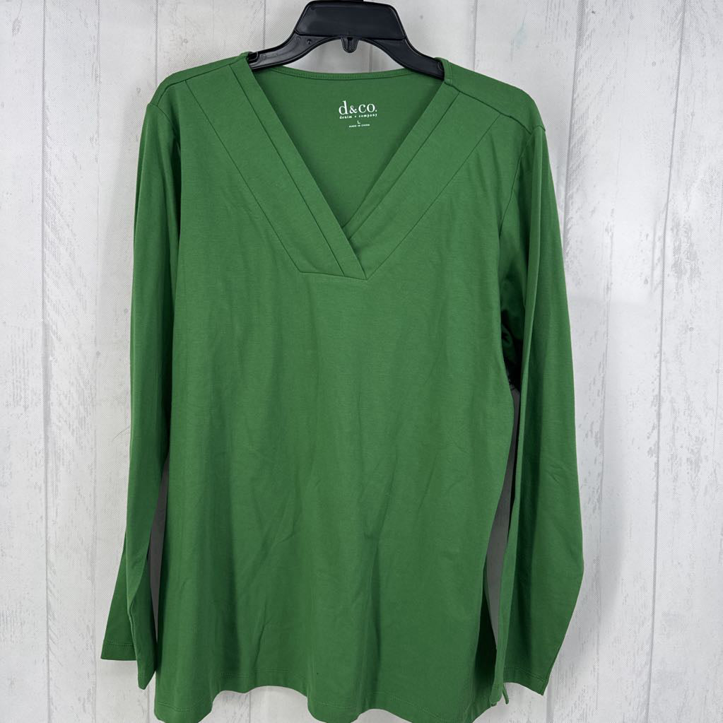 Piped V-neck Knit L/s Top