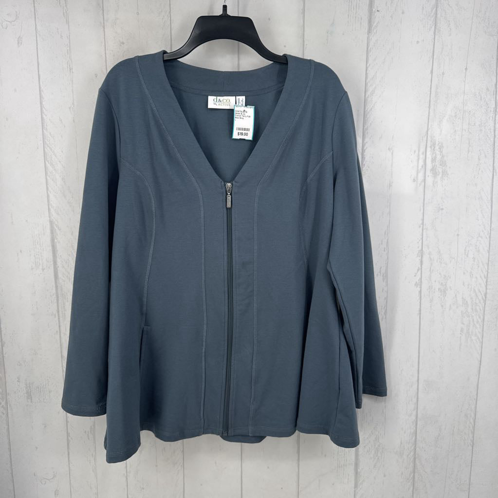 French Terry Full-Zip V-Neck Jacket