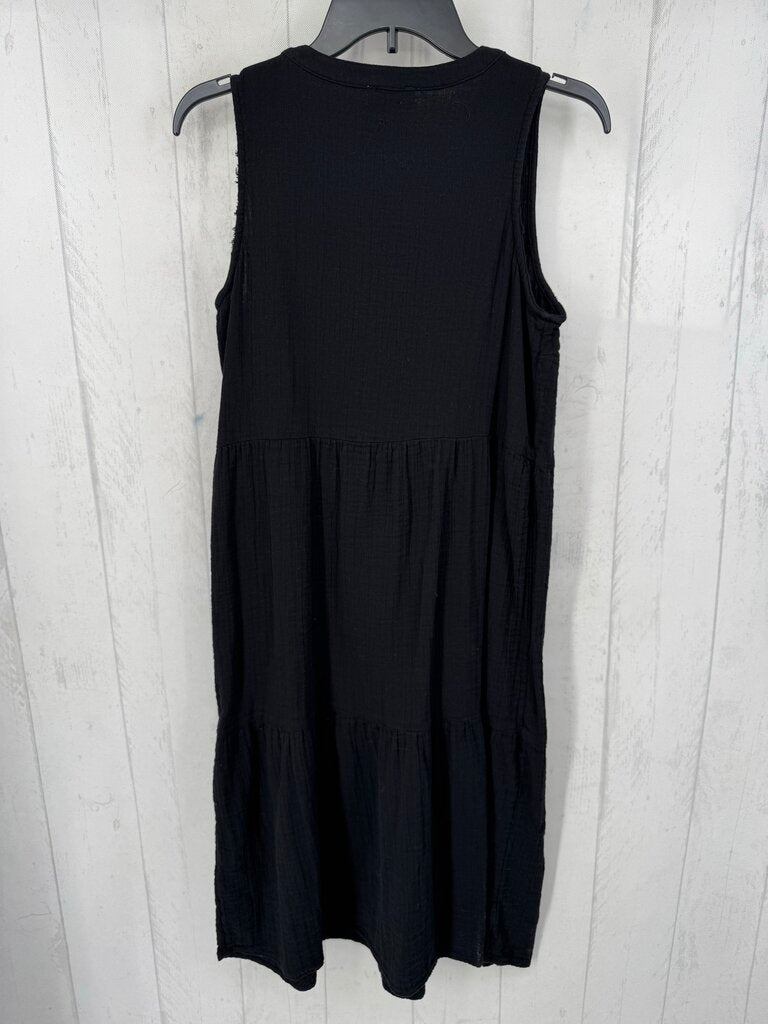 S textured split neck slvls dress