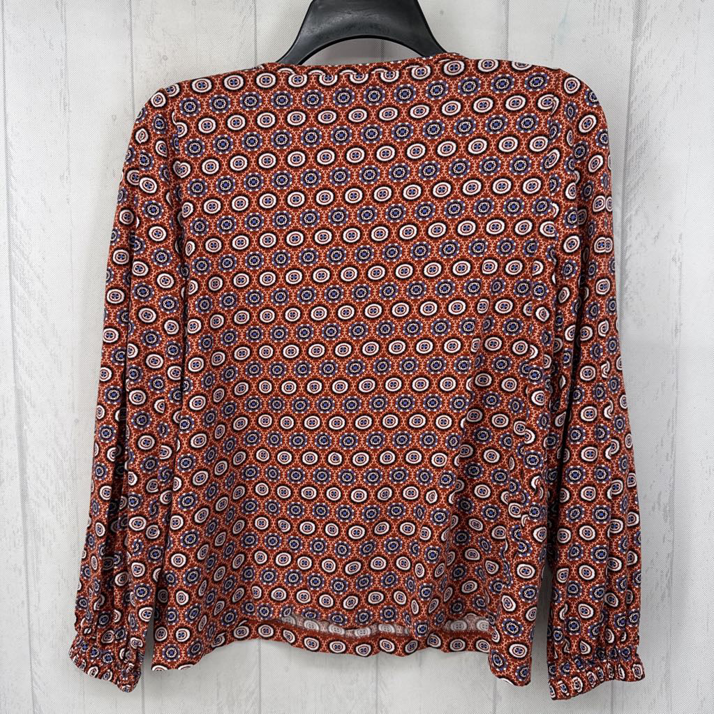 L printed v-neck l/s top