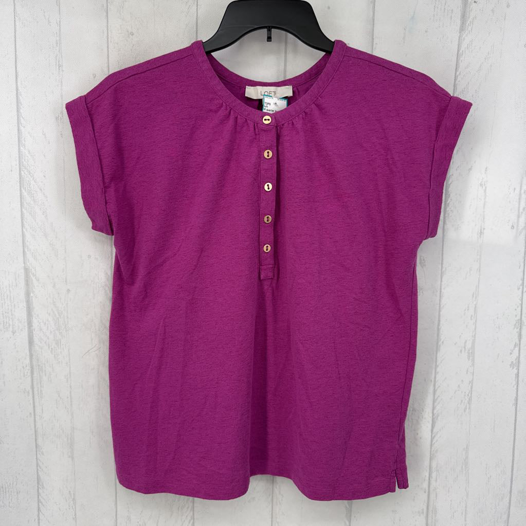 M quarter button down s/s top