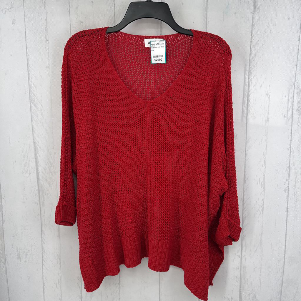 O/S open knit drop shoulder sweater