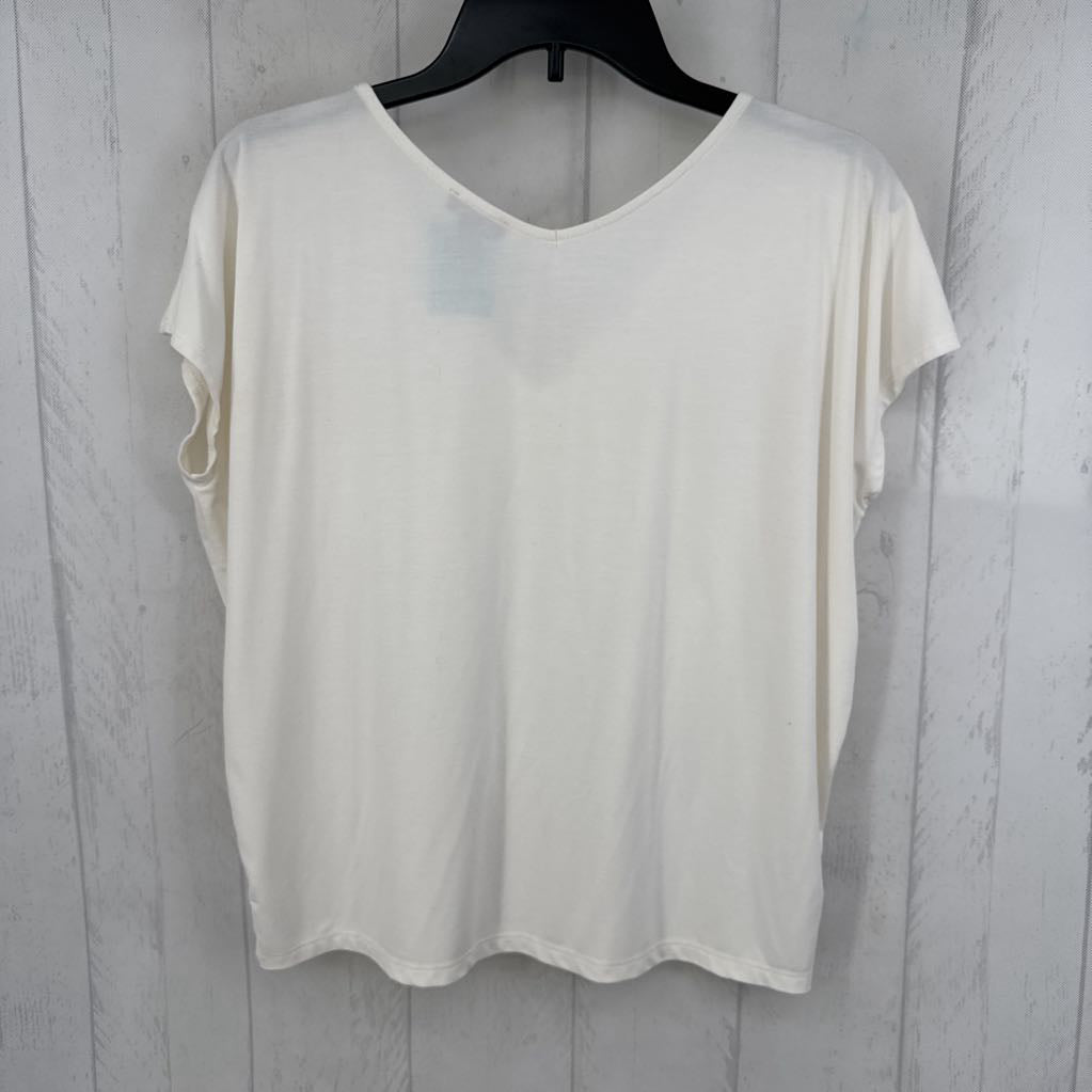 S v-neck cap slv top
