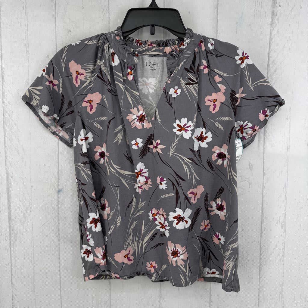 Sp flo print v-neck s/s top