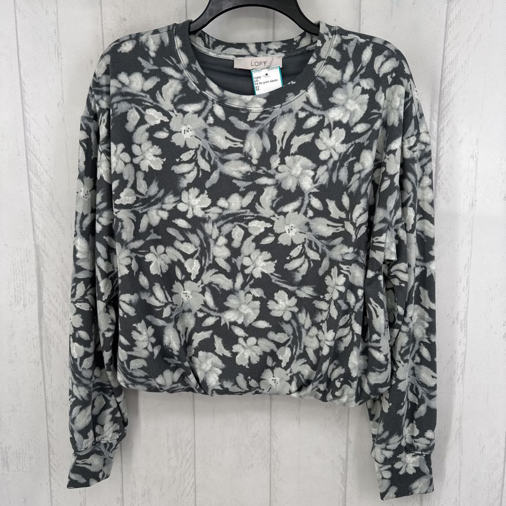 XS flo print elastic waist l/s top