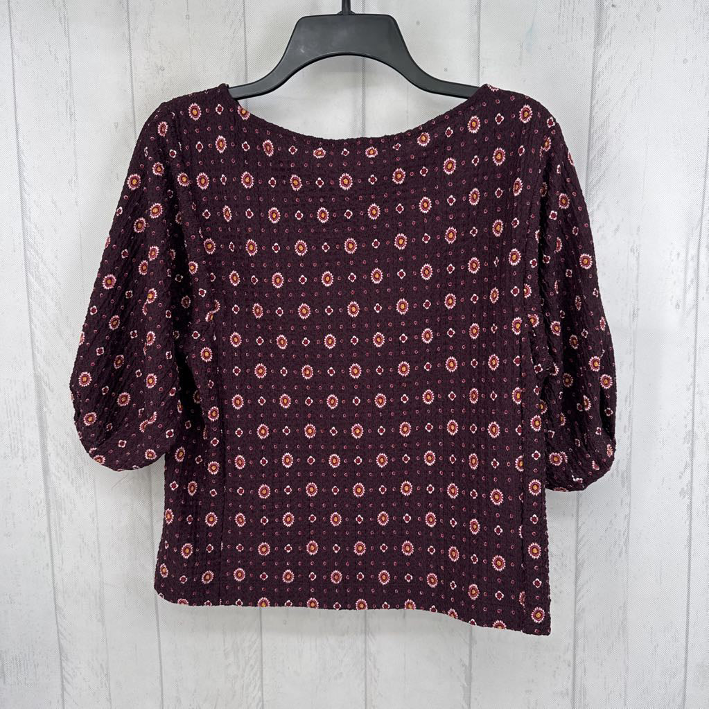 Sp textured printed 3/4 slv top