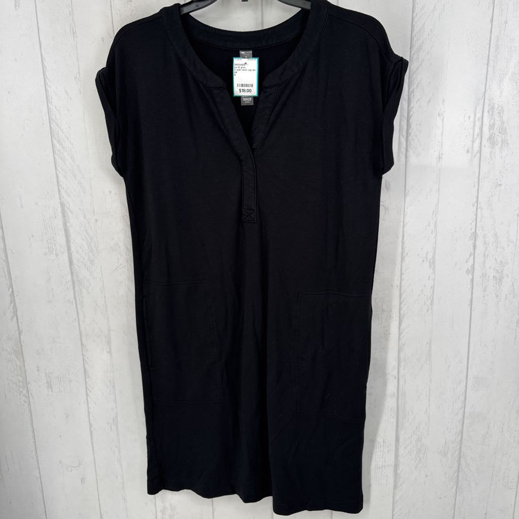S split neck cap slv dress