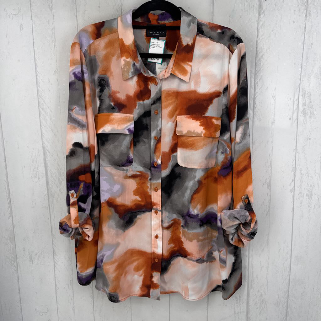 2X colorful button down l/s top
