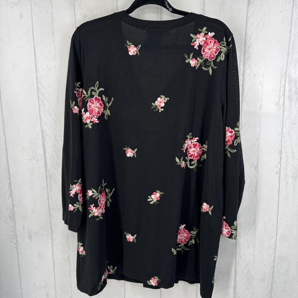 2X flo embroidered button front cardi