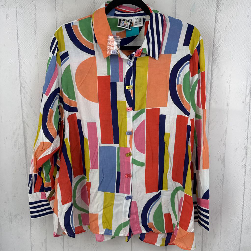 1X colorful button down l/s top