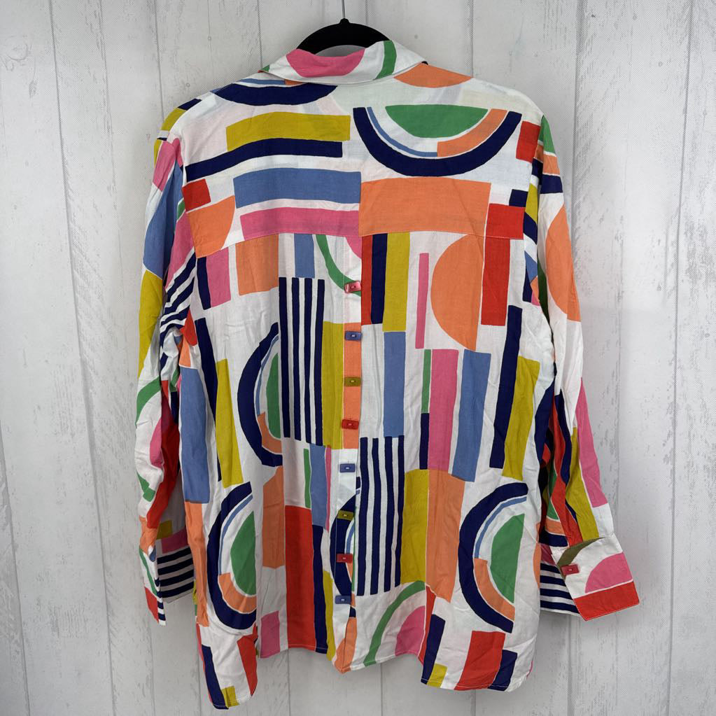 1X colorful button down l/s top