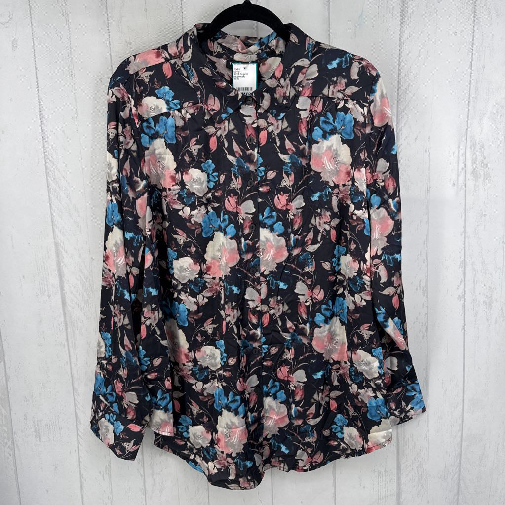 18/20 flo print button down l/s top