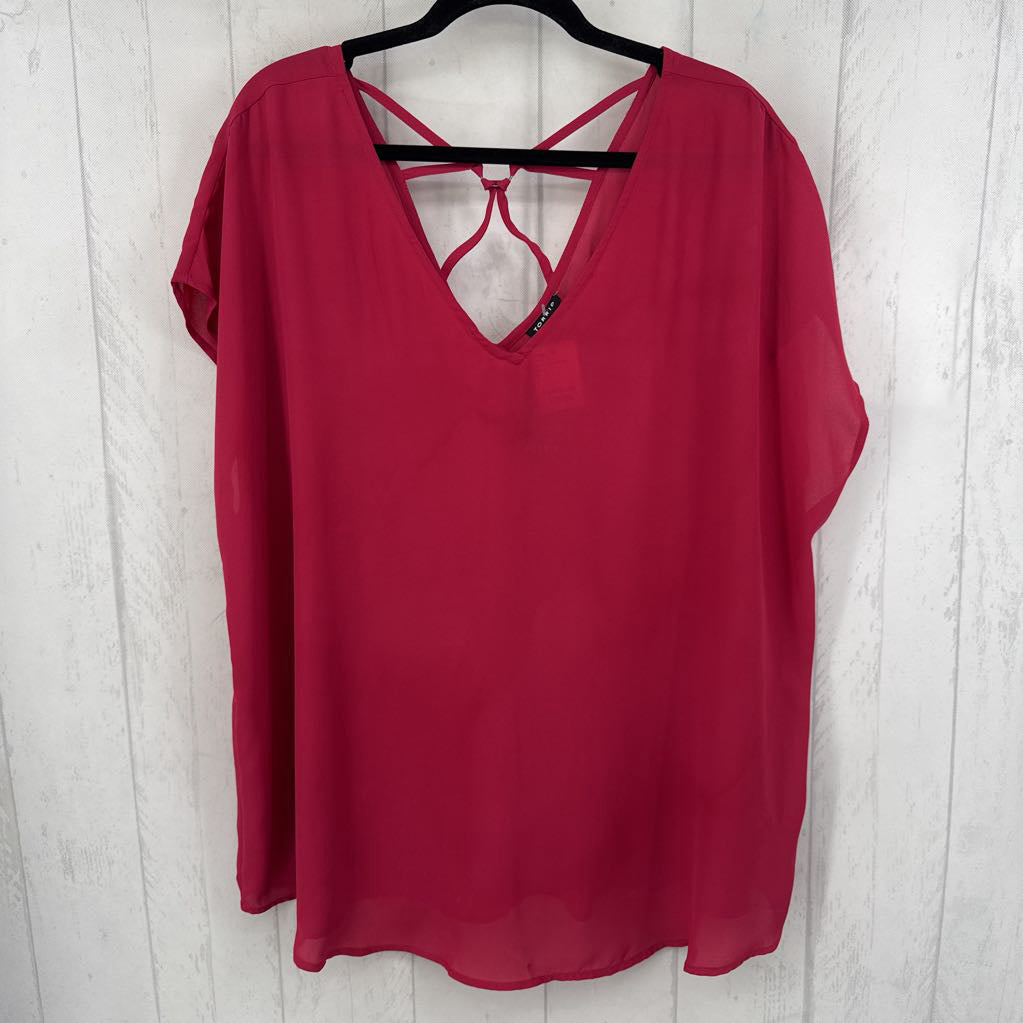 2X v-neck criss-cross back s/s top