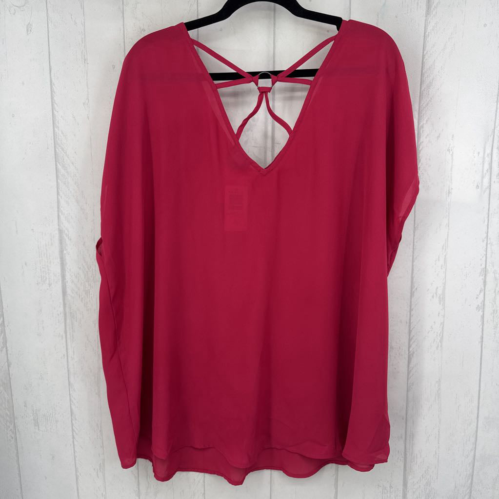 2X v-neck criss-cross back s/s top