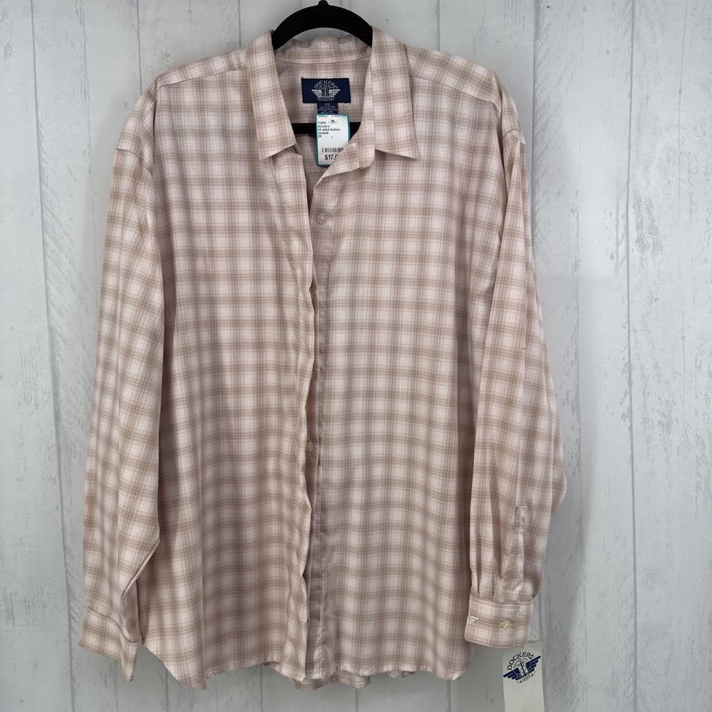 2X plaid button down l/s top