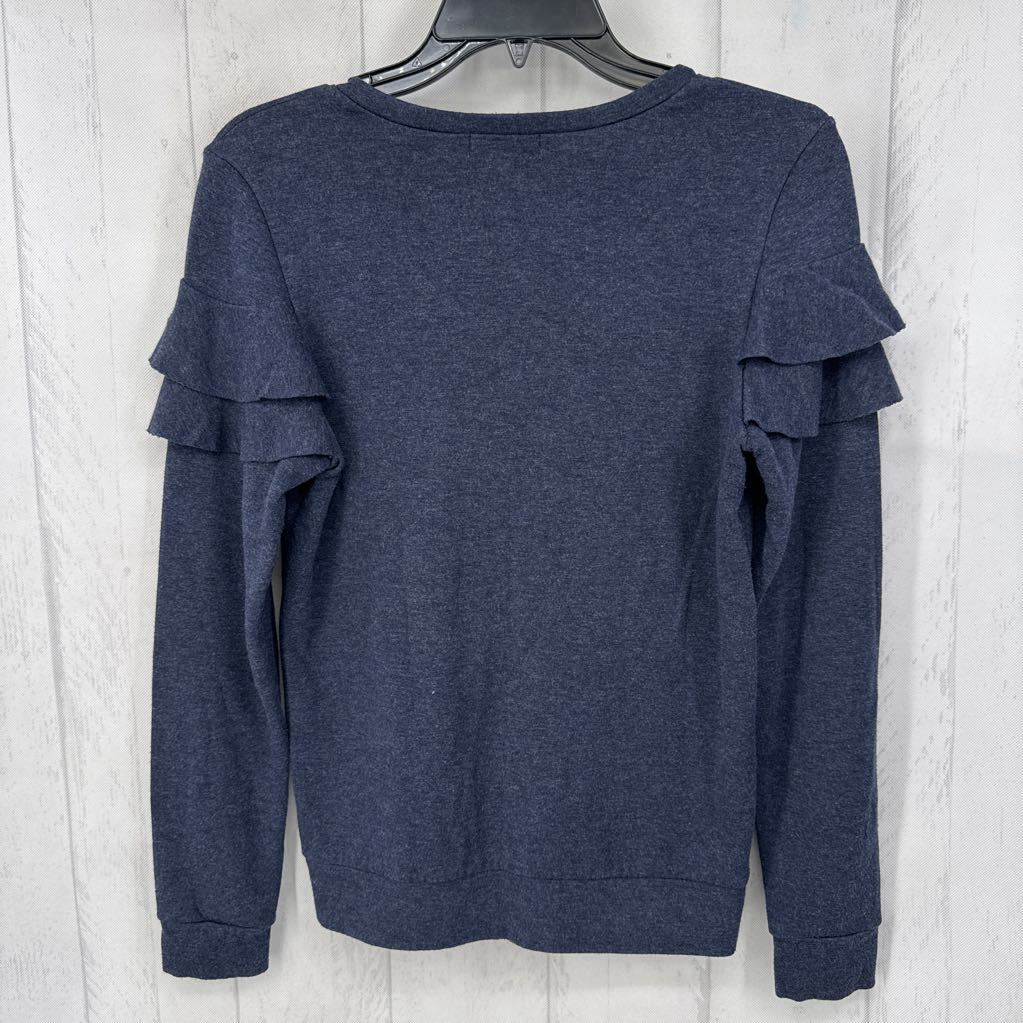 S ruffled v-neck l/s top