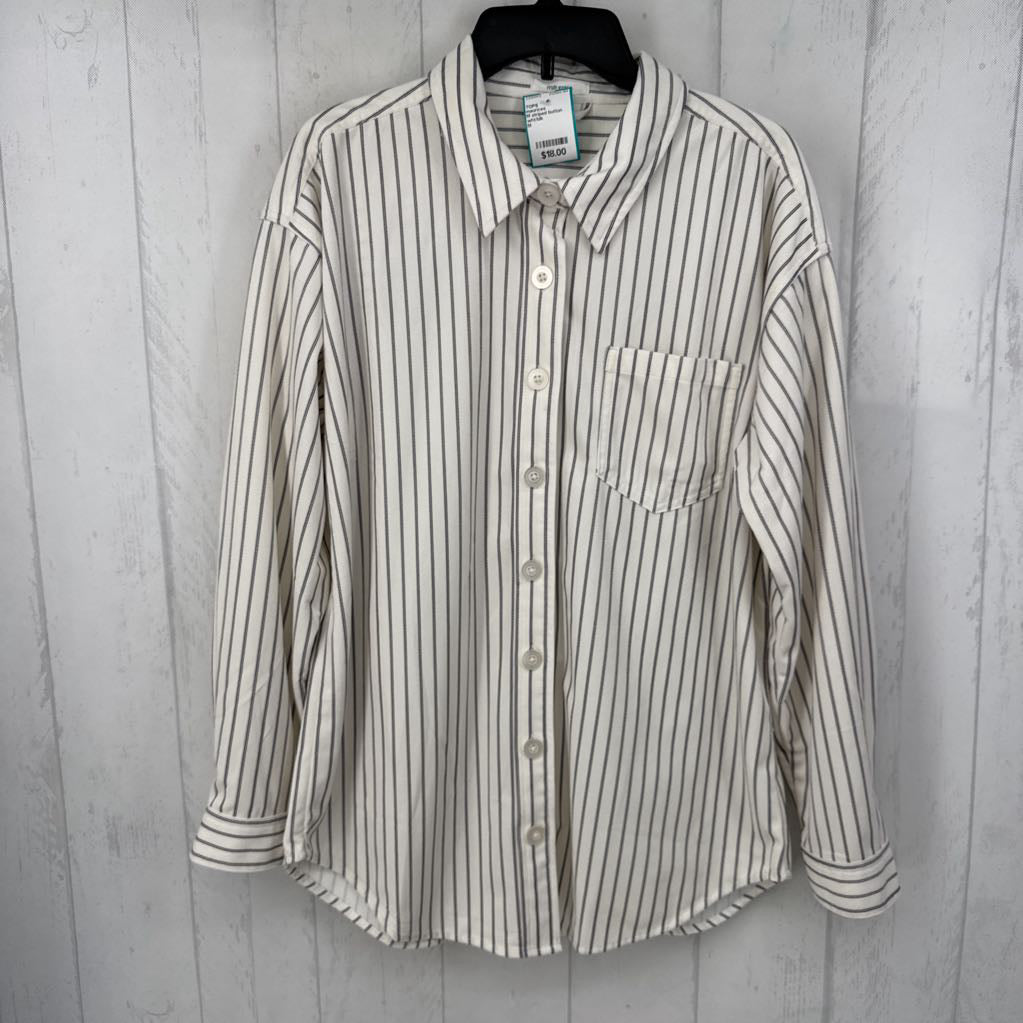 M striped button down l/s top
