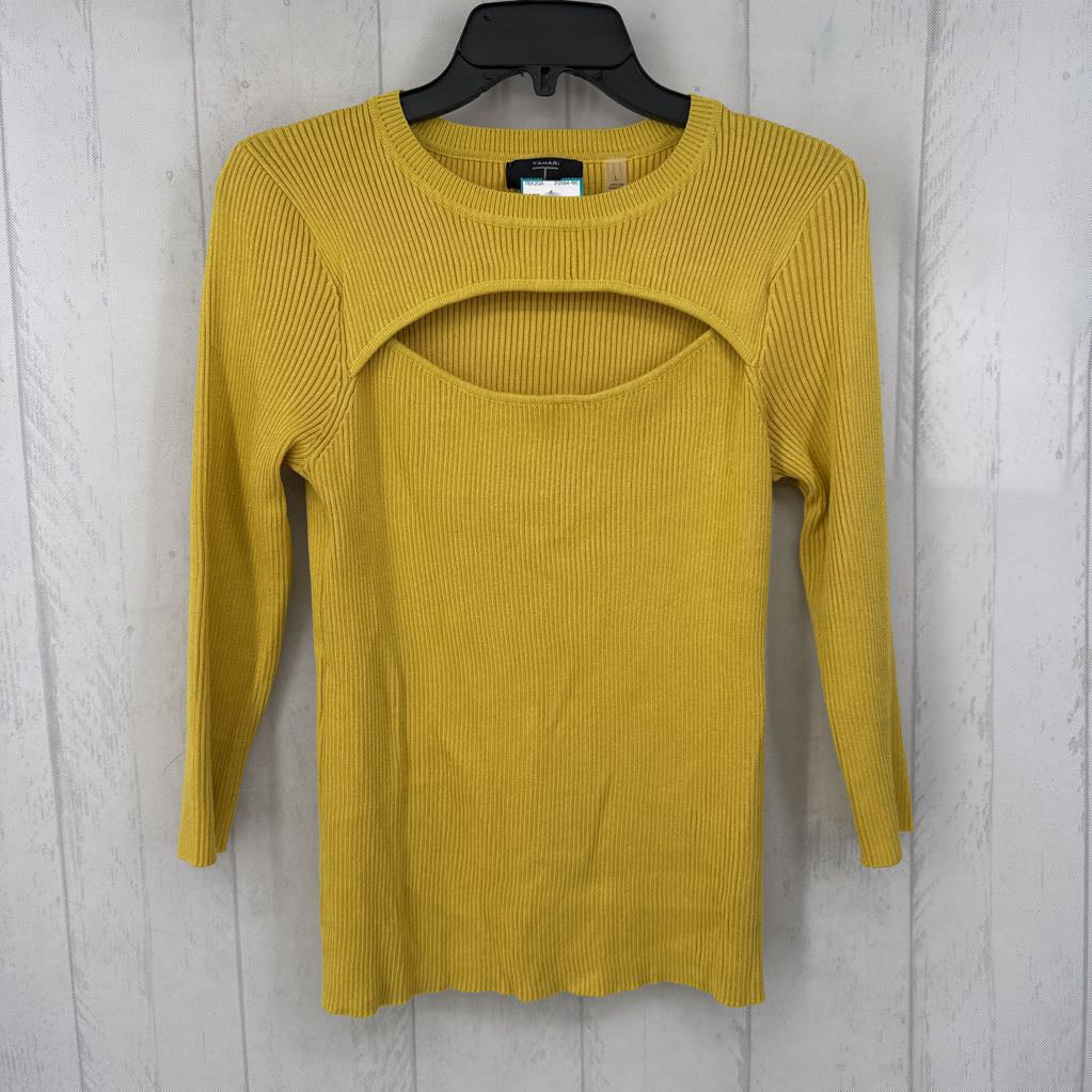L ribbed cutout 3/4 slv top
