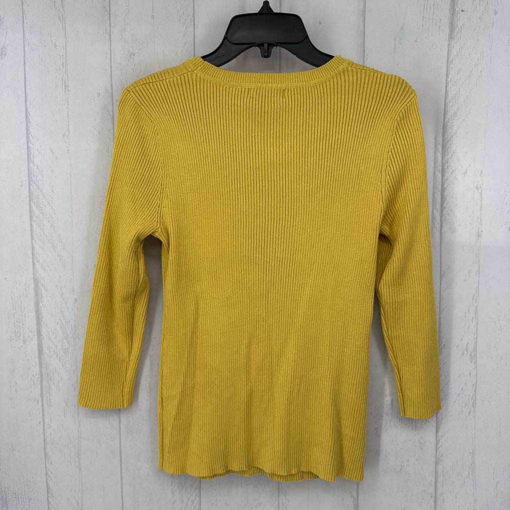 L ribbed cutout 3/4 slv top
