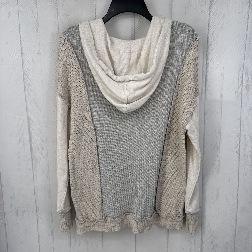 L mixed media hooded pullover