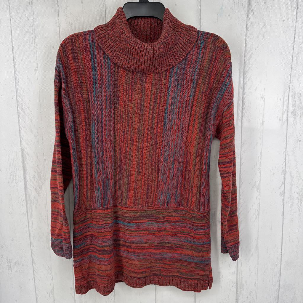 S colorful cowl neck sweater