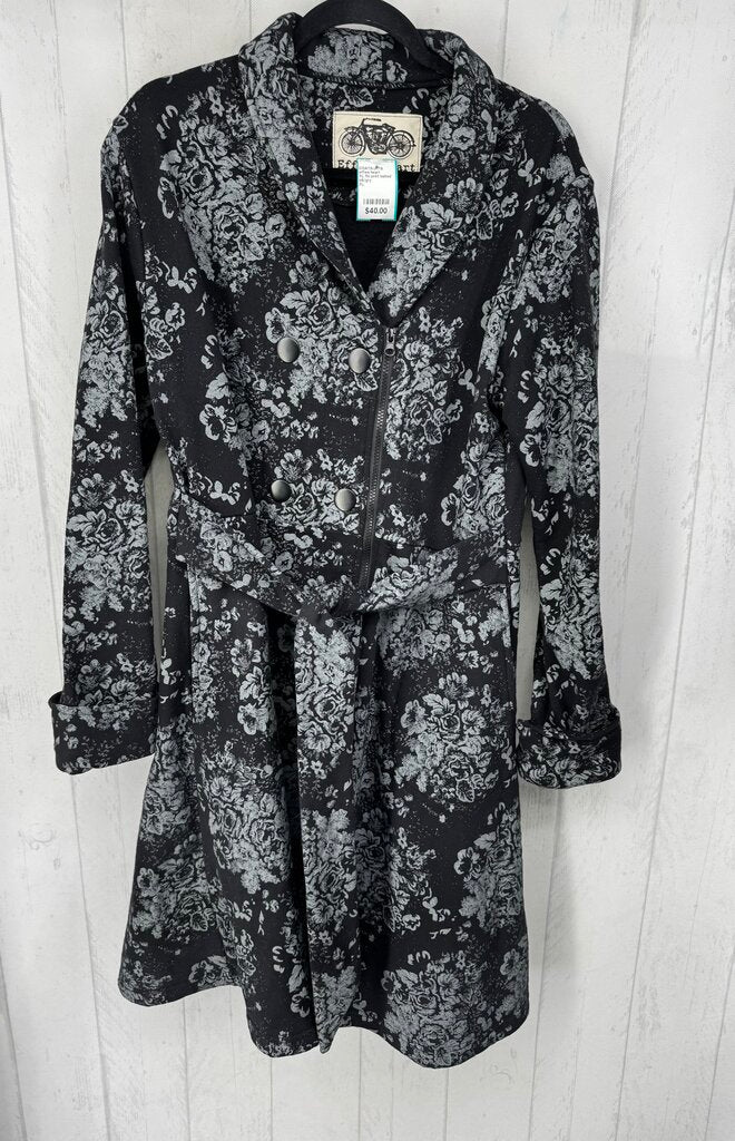XL flo print belted coat