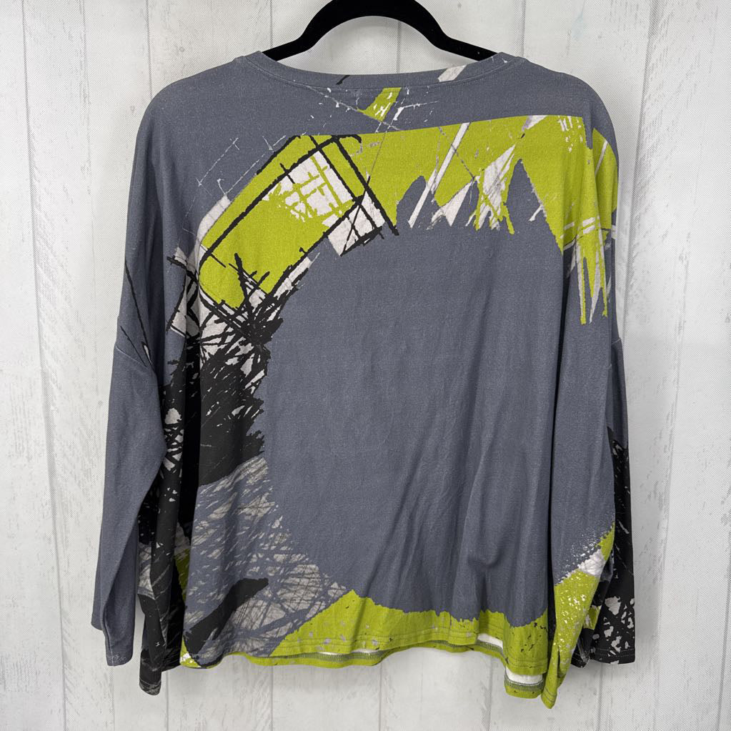 L/XL printed drop shoulder l/s top