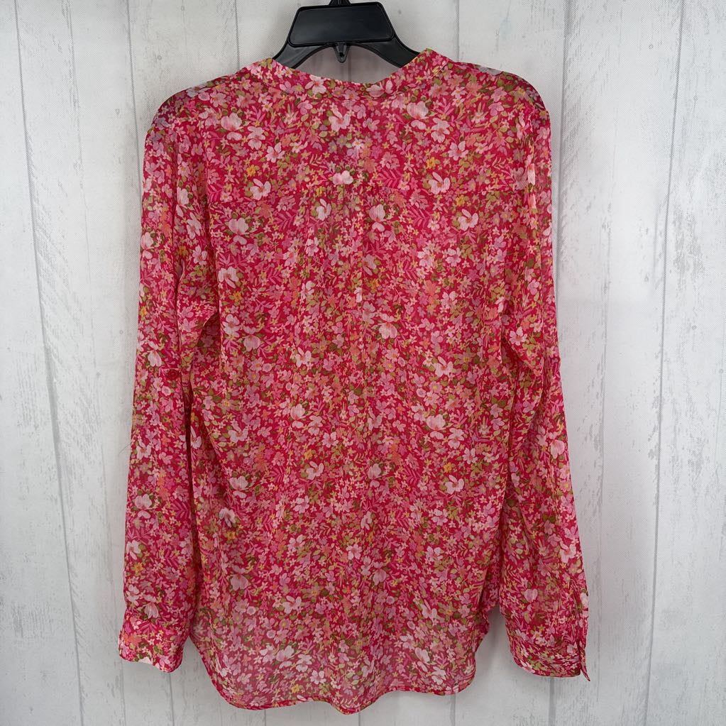 M flo print button down l/s top
