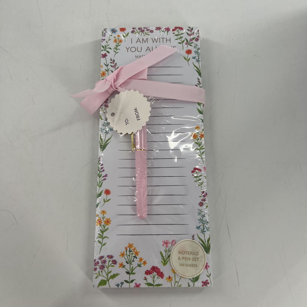 notepad and pen set-i am with you always-pnk pen