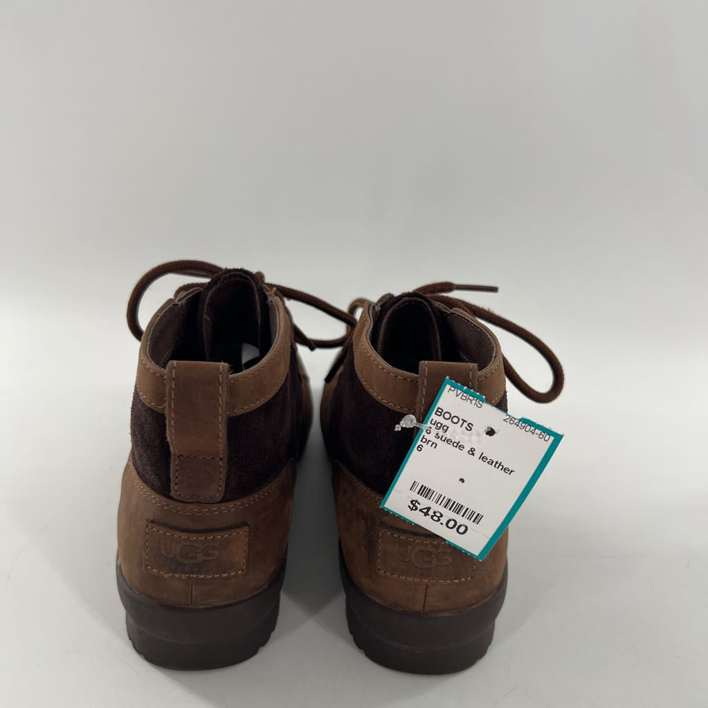 6 suede & leather duck boot