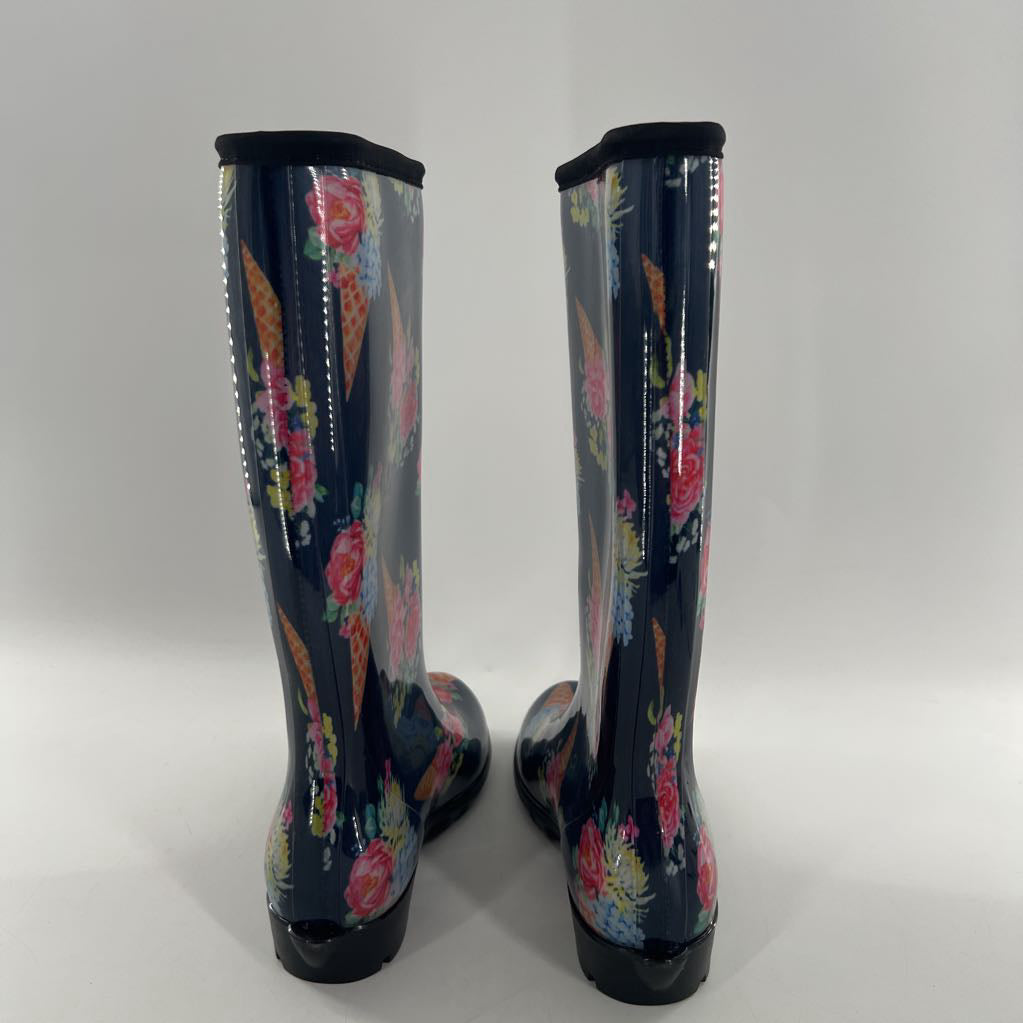 8 flower print rain boots
