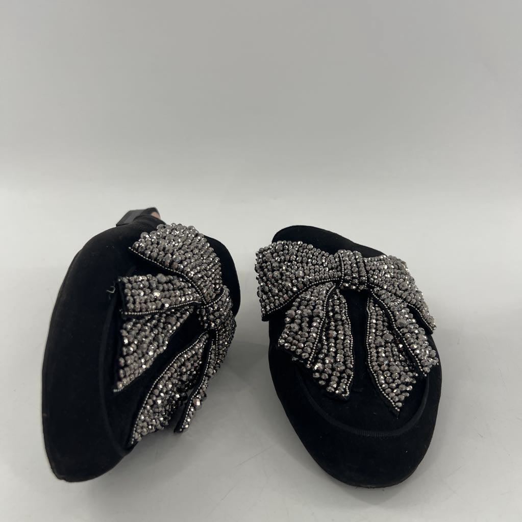 9 crystal embellished bow mules
