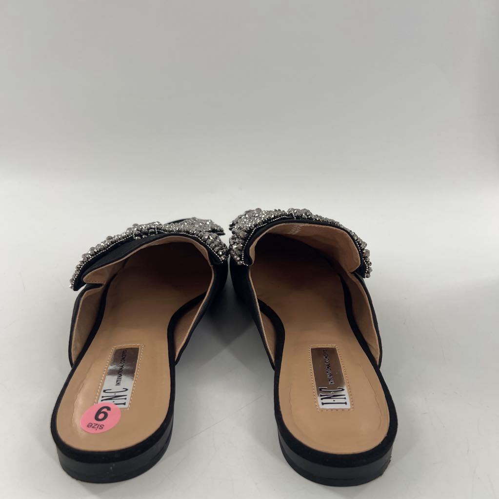 9 crystal embellished bow mules