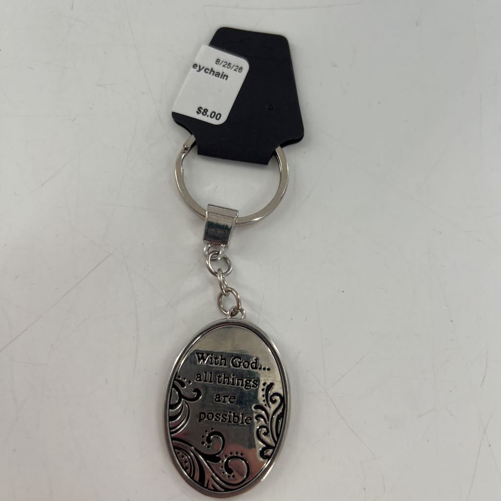 oval cross keychain