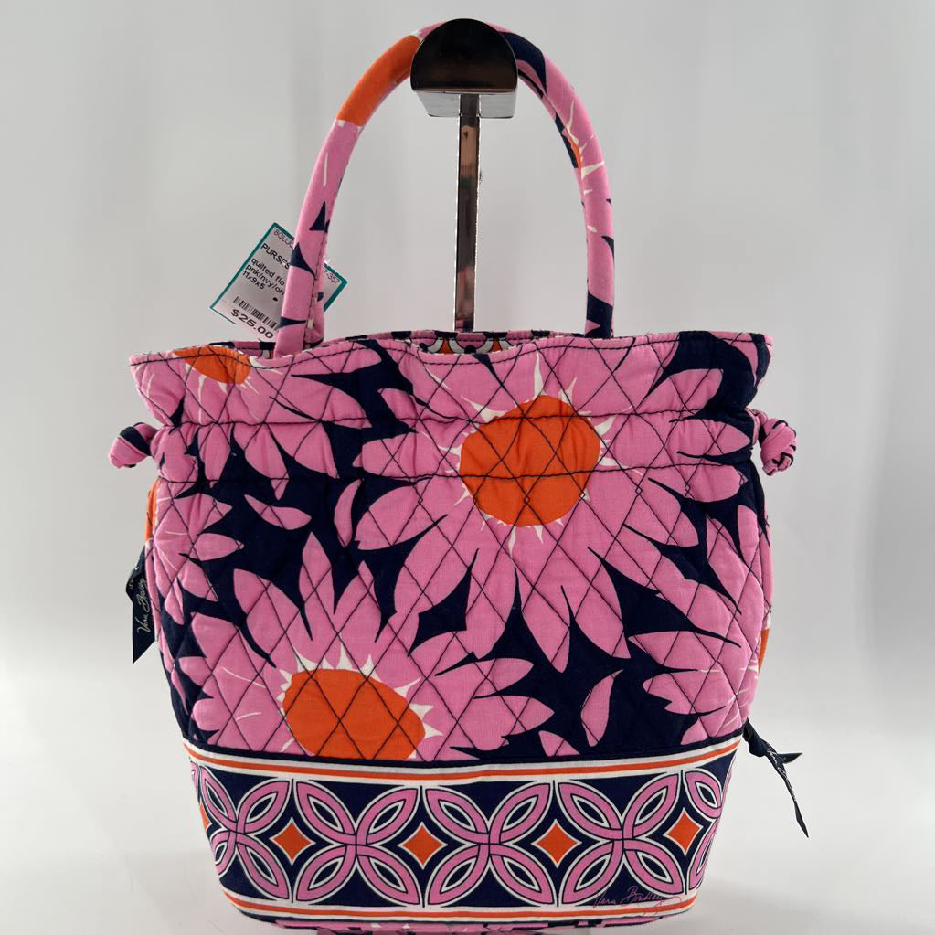 quilted flo print handbag