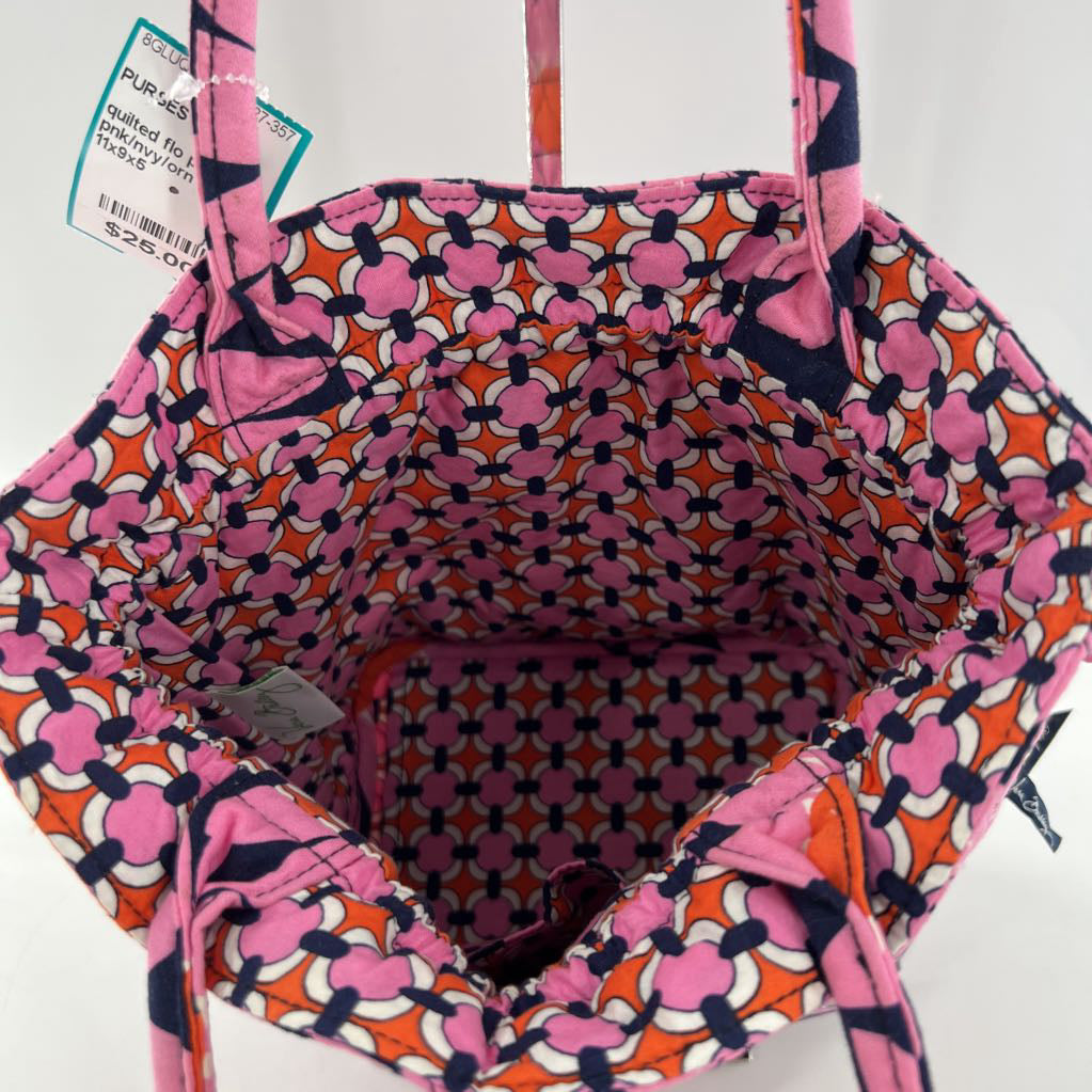 quilted flo print handbag