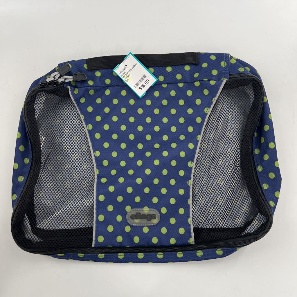 3pc packing cubes-nvy/grn polka dot