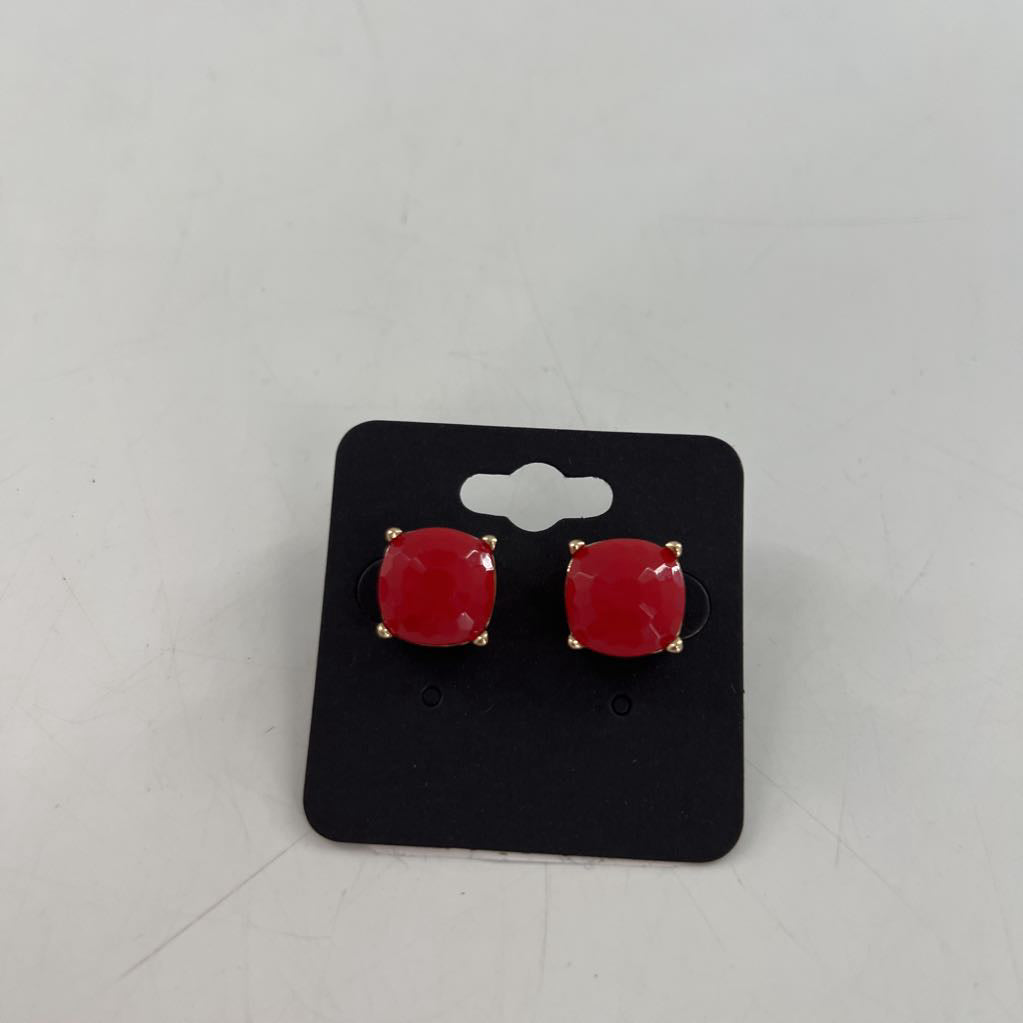red stone post earrings