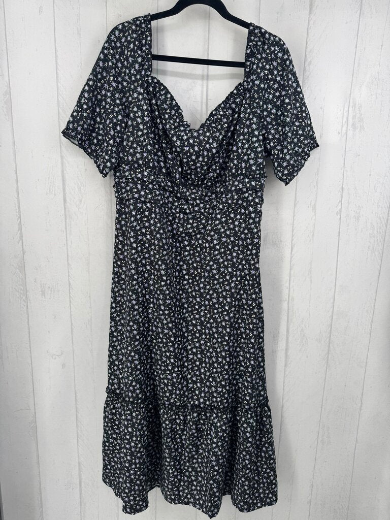 2XL flo print s/s maxi dress