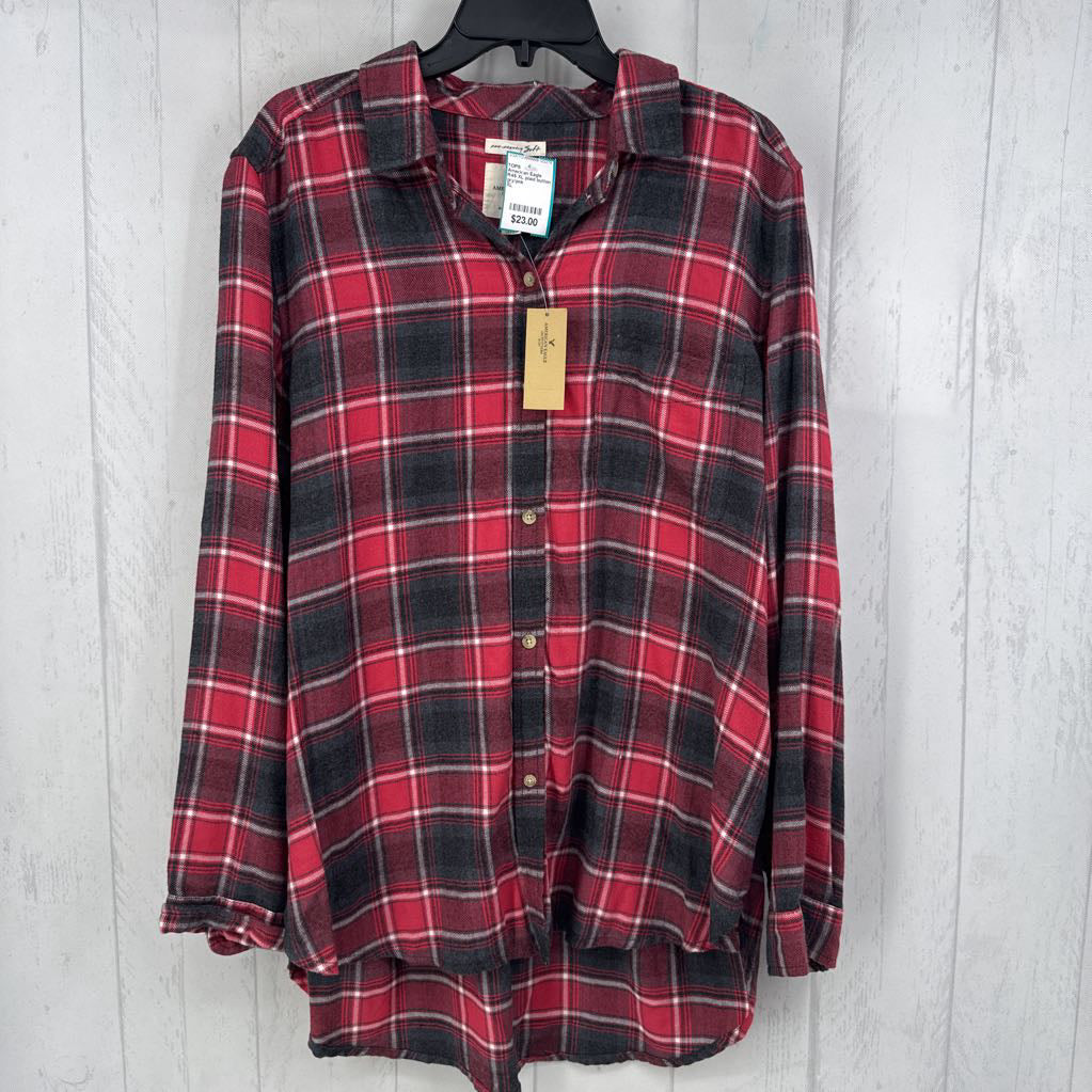 R45 XL plaid button down l/s top