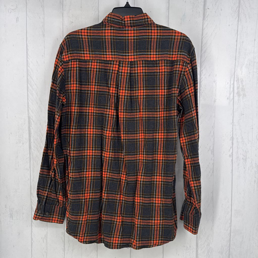M plaid button down l/s top