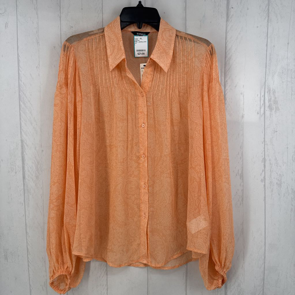 R45 L paisley print button down l/s top