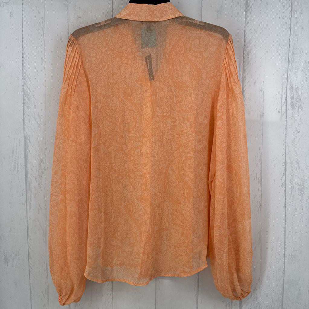 R45 L paisley print button down l/s top
