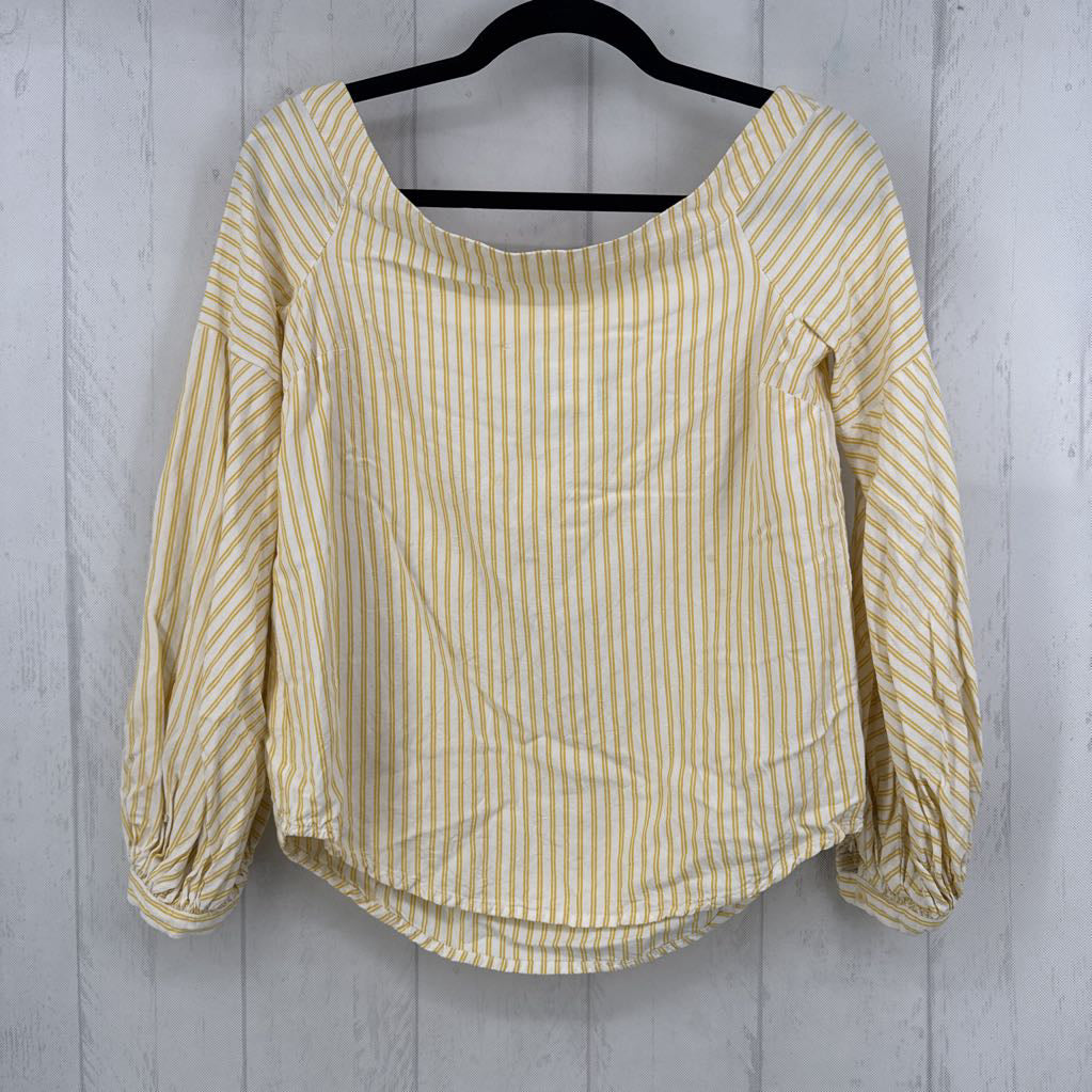 0 striped off-the-shoulder l/s top